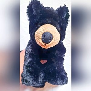 UNIPAK PLUSH BLACK BEAR HAND BAG PURSE CUTE STUFFED ANIMAL PURSE